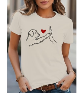 Kadın Kısa Kollu Bisiklet Yaka Köpek Baskılı Viskon Bluz