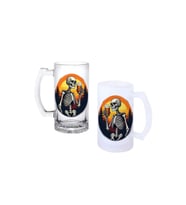 Ghostbastır Design İskelet İçici Kulplu Bira Bardağı Buzlu veya Şeffaf Seçenekli 0113