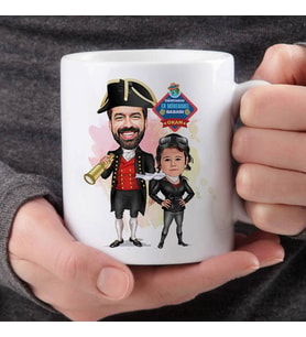 Kaşif Baba ve Kızı Karikatürlü Kupa Bardak