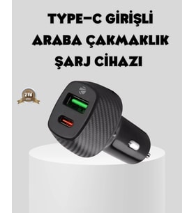 Araç Tipi Hızlı Şarj Adaptörü Type-c Pd Usb Çift Port Kompakt