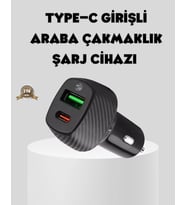 Araç Tipi Hızlı Şarj Adaptörü Type-c Pd Usb Çift Port Kompakt