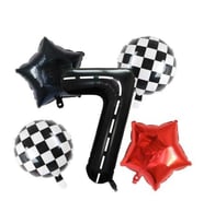 Siyah Yarış Pisti Damalı 7 Yaş Folyo Balon Set
