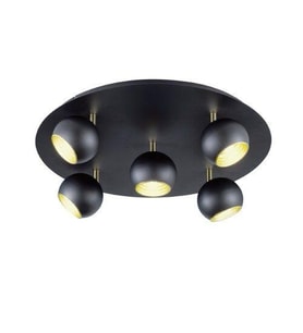 Rsylight Metal Modern 5 Li Yuvarlak Siyah Led Spot Avize Günışığı Ampullü