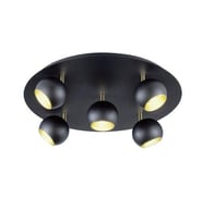 Rsylight Metal Modern 5 Li Yuvarlak Siyah Led Spot Avize Günışığı Ampullü