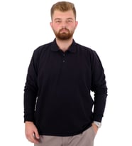 Mode XL Büyük Beden Erkek Polo Yaka Sweatshirt Nakışlı U24340 Siyah