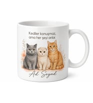İsme Özel Kedi Irkı Desenli Baskılı Porselen Kupa Bardak Kedi Sever Hediye