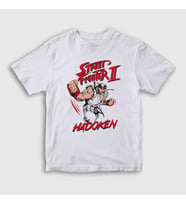 Presmono Unisex Çocuk Beyaz Ryu Hadoken Street Fighter T-Shirt 411118tt
