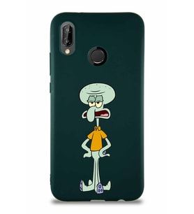 Huawei P20 Lite Soft Premier Kapak Squidward Dokunaç Tasarımlı Silikon Kılıf - Yeşil (Şeffaf)