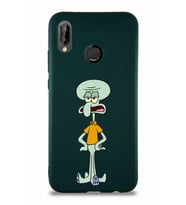 Huawei P20 Lite Soft Premier Kapak Squidward Dokunaç Tasarımlı Silikon Kılıf - Yeşil (Şeffaf)