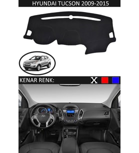 Hyundai Tucson 2009-2015 İçin Uygun Torpido Koruma Halısı Siyah Kenar Renk Siyah