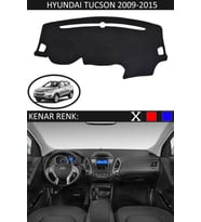 Hyundai Tucson 2009-2015 İçin Uygun Torpido Koruma Halısı Siyah Kenar Renk Siyah