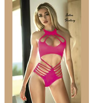 Intive Fantasy Neon Pembe Büstiyerli Alt Çamaşırlı 2 Parça Vücut Çorabı