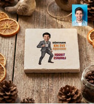 Kişiye Özel Karikatürlü Erkek Öğretmen Bardak Altlığı Öğretmenler Günü Hediyesi
