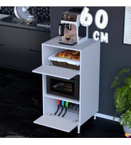 Eliusta Defne Çok Amaçlı Mikrodalga Fırın Dolabı İki Kapaklı Mutfak Kiler Organizer Dolap Beyaz 60x119x56cm