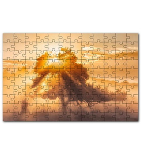 Cakapuzzle Ormanın Dışındaki Tek Ağaç ve Mistik Güneş Puzzle Yapboz MDF (Ahşap) (120 Parça)