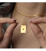 Kişiye Özel 925 Ayar Gümüş Maça As Kolye (Gold)