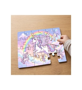 Gökkuşağı ve Kanatlı Unicorn Tasarımlı 24 Parça Ahşap Çocuk Puzzle