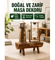 Ahşap Gövdeli Deniz Feneri Formlu Kum Saati – 15x20 Cm Masa Dekoru Yeni Nesil
