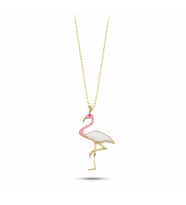 Flamingo Altın Kolye Mineli