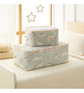 Ocean Home Textile 2'li Çocuk Odası Dinozor Hurç Set 1 Adet 30 x 22 x 18 / 1 Adet 52 x 28 x 21 cm (Mint)