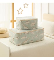 Ocean Home Textile 2'li Çocuk Odası Dinozor Hurç Set 1 Adet 30 x 22 x 18 / 1 Adet 52 x 28 x 21 cm (Mint)