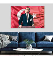 Atatürk ve Bayrak Cam Tablo