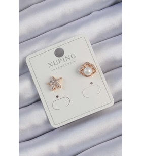 Xuping Rose Gold Renk İncili Zirkon Taşlı Deniz Yıldızı Küpe