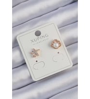 Xuping Rose Gold Renk İncili Zirkon Taşlı Deniz Yıldızı Küpe