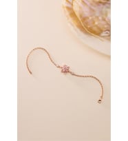 925 Ayar Gümüş Rose Kaplama Doç Zincirli Pembe Taşlı Lotus Çiçeği Bileklik