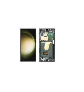 Samsung Uyumlu S918 S23 Ultra Lcd Ekran Kasalı Orjinal Kvk Servis Ürünüdür 120hz - Green/Yeşil (Siyah)