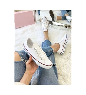 Prego Siyah&Beyaz Çocuk Kısa Converse Tarzı Spor Ayakkabı BEYAZ