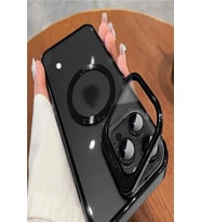 iPhone 15 Pro Max Kılıf Magsafe Şarj Özellikli Kamera korumalı PC Luxury Kapak (Siyah)