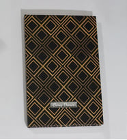 Kişiye Özel Gold Kareli Motifli Kapaklı Çizgili Defter, Not Defteri (Altın-Siyah)