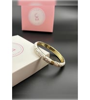 Gold Kaplama Renkli Mineli Kadın Bileklik , Renkli Çiçekli Bileklik , Sevgiliye Hediye (Beyaz Gold)