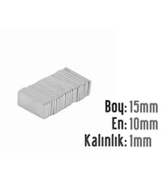 Neodyum Mıknatıs Köşeli  15x10mm , Kalınlık 1 mm ( 5 Adet) (Metal)