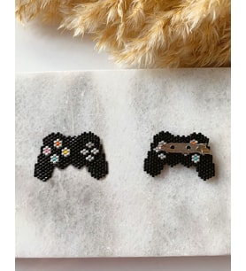 Miyuki Boncuk El Yapımı Joystick Oyun Konsolu Gamepad Broş - Yaka İğnesi