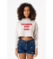 Rose Number One Girl Beyaz Kırçıllı Kadın Crop Kapşonlu