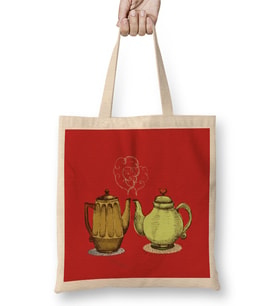 Funny Coffee Drinks Art Lover Gift Quote - Vintage Retro Bez Çanta Uzun Saplı