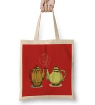 Funny Coffee Drinks Art Lover Gift Quote - Vintage Retro Bez Çanta Uzun Saplı