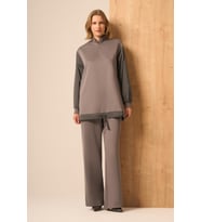 FTZ Women Kadın Rahat Kalıp Scuba Spandex Takım Gri 31257
