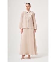 FTZ Women Kadın Yaka Taşlı Helena Takım Beige 31458