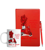 Sevgililer Gününe Özel Kırmızı Defter Kalem & Kupa Hediye Seti 13