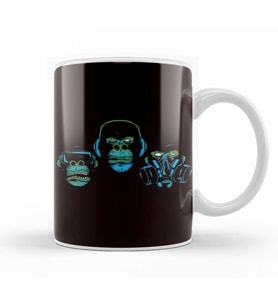 See Hear Speak No Evil Japan Japanese Wise Monkeys Gorilla Kupa Bardak Porselen