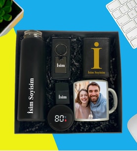Kişiye Özel Premium Kutu Dijital Göstergeli Termos Bardak Fotoğraflı Kupa Bardak Lüx Metal Anahtarlık Metal Çakmak Mekanizmalı Cüzdan