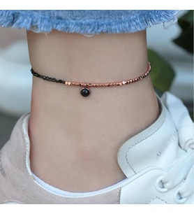 Oniks Taşlı Rose Gold Halhal