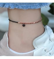 Oniks Taşlı Rose Gold Halhal