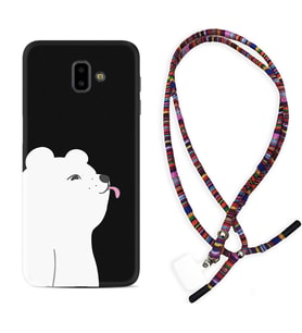Samsung J6 Plus J7 Prime J7 Pro M20 Kılıf Boyun Asklı Rasta Silikon Panda Sevimli 1738
