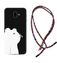 Samsung J6 Plus J7 Prime J7 Pro M20 Kılıf Boyun Asklı Rasta Silikon Panda Sevimli 1738