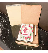 Anneler Günü Hediyesi Ahşap Kutulu Defter Kalem Set 010