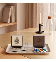 Deri Zeminli Elhamdülillah Cümlesi ve Arapça Metinli Bismillah İkili Masaüstü Objesi Yeni İş Hediyesi Olarak İdeal 10x10 cm, Pudra - Açık Kahve